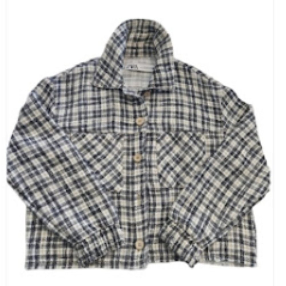 Title: Zara Plaid Button-Up Jacket - Black & White, Size Small